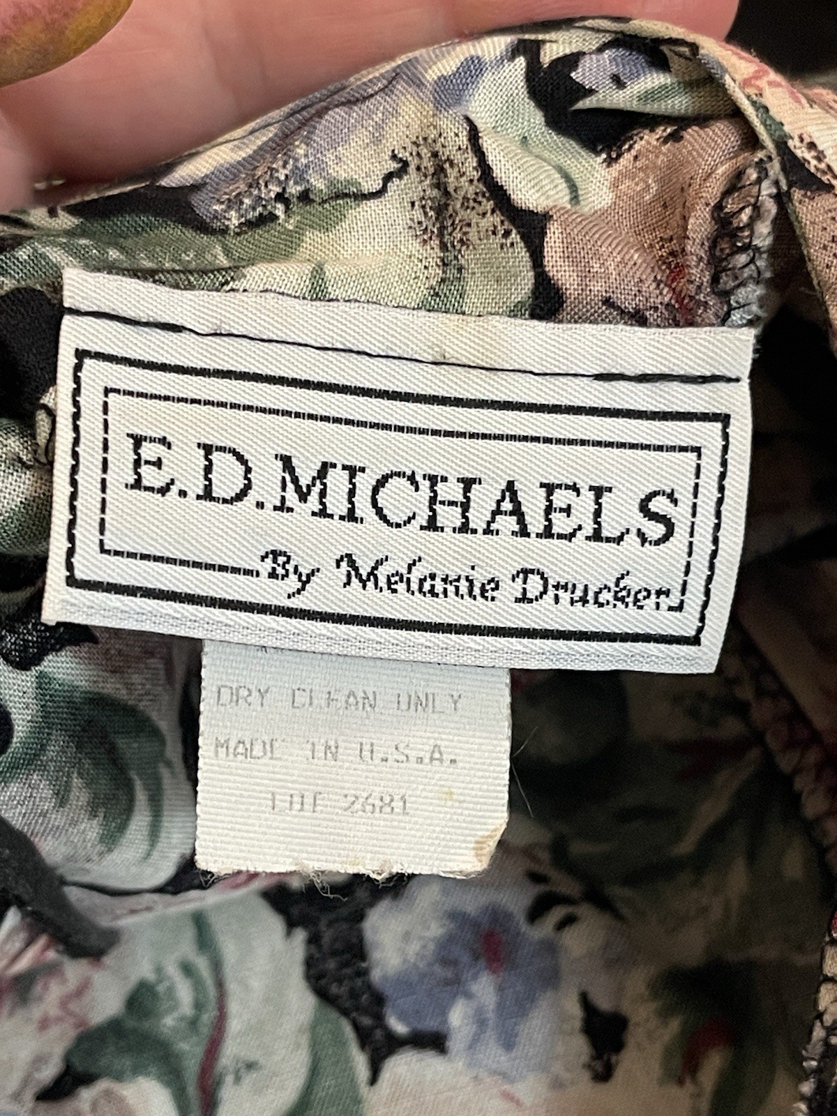 VTG E.D.MICHAELS By Meianie Drucken Cotton Dress Floral Zip Button Sz S/M