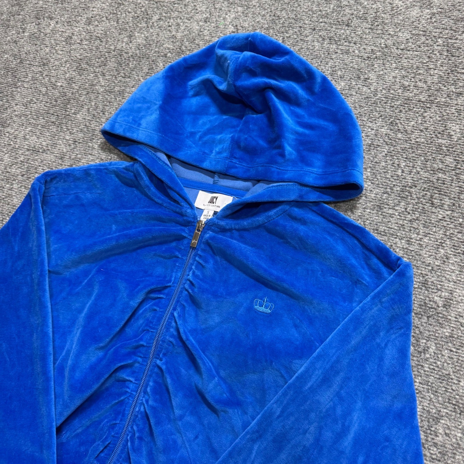VTG Juicy Couture Velvet Full-zip Jacket Women’s S Blue Y2K Hoodie 90s