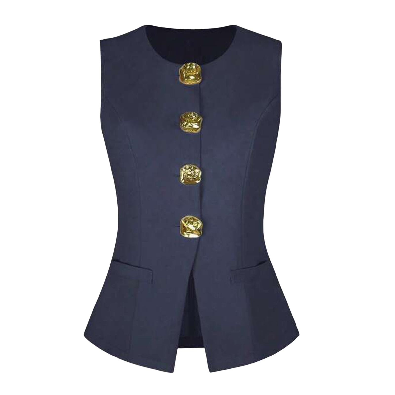 Sleeveless Blazer Vest for Women Textured Fabric Slim Fit Layering Essential