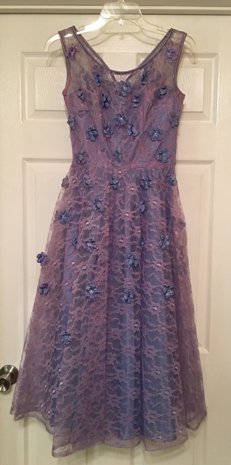Vintage Ladies Special Occasion Dress Violet Measurements In Description Small