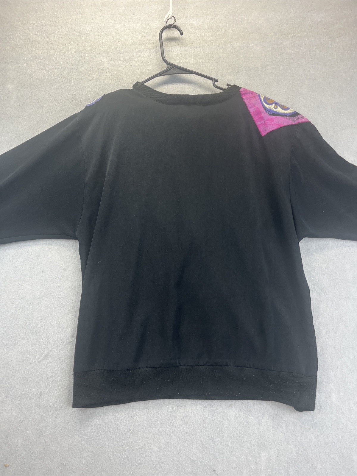 Pierre Lamonte Black Colorful Embellished Blouse Vintage 80s Size 12 Made USA