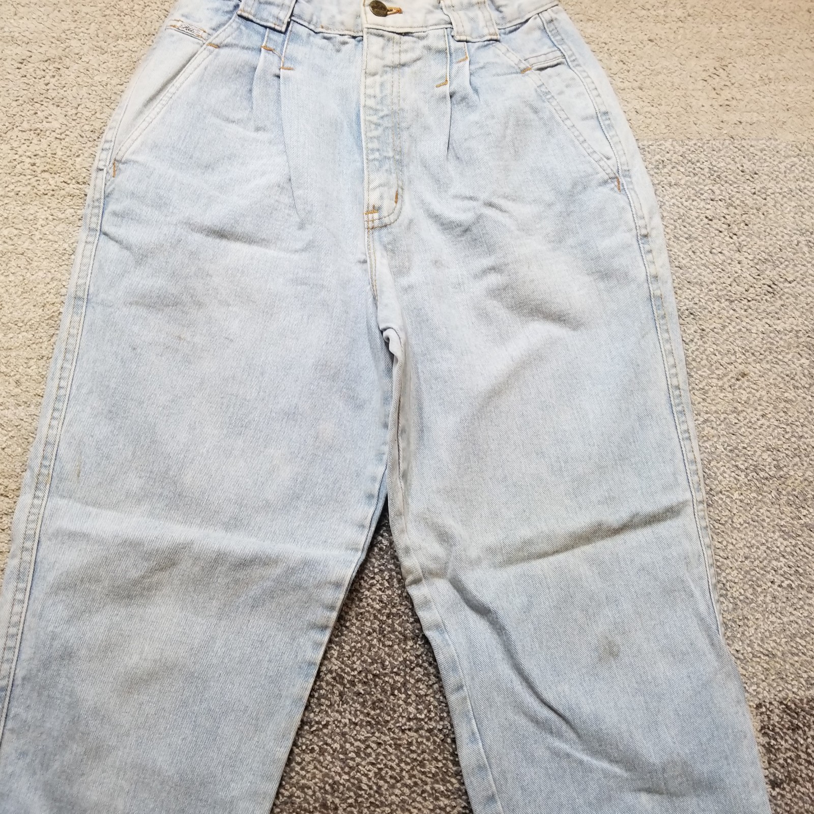 VTG Chic Jeans Womens 25×28 Pleated High Waist Tapered Mom Light Wash USA 80s
