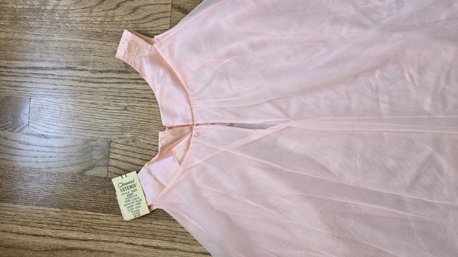 Vtg Gossard Artemis Coral Pink Chiffon Nylon Nightgown Size Small NWT NEW