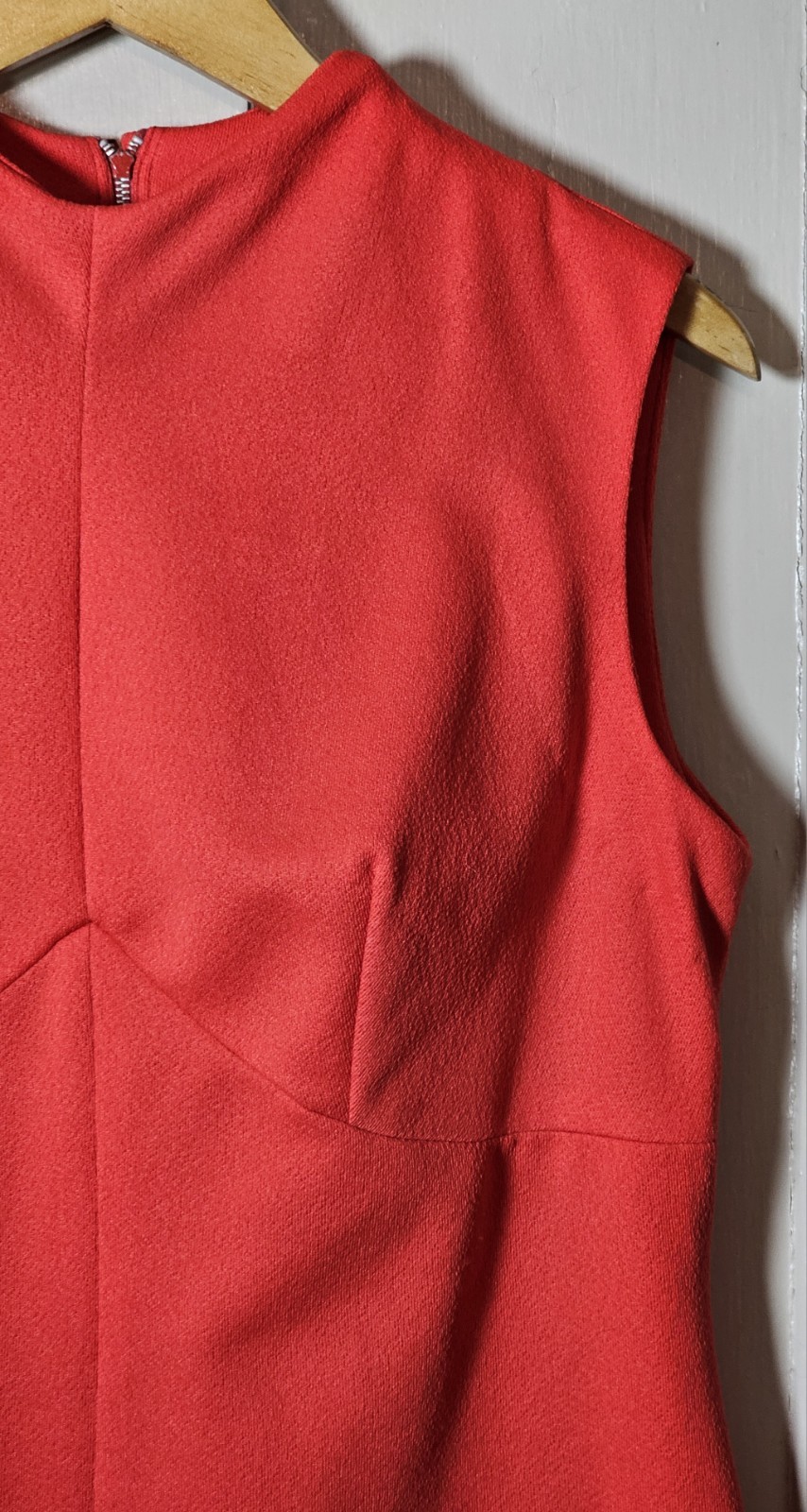 VTG 70’s Polyester Dress Size S/M 39″Chest Coral Orange Sleeveless Unionmade USA