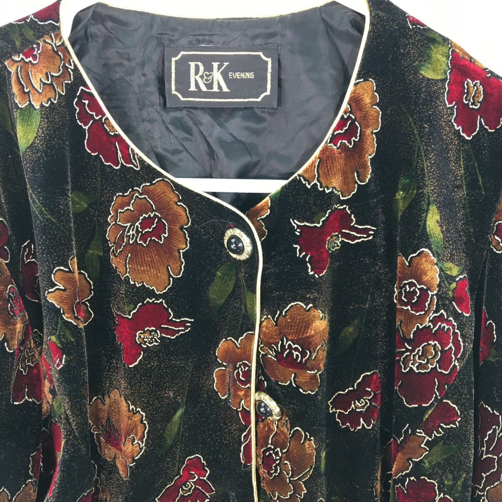 Vintage R&K Evening Shimmer Floral Blazer Jacket Missy Size 10 Multi-Color