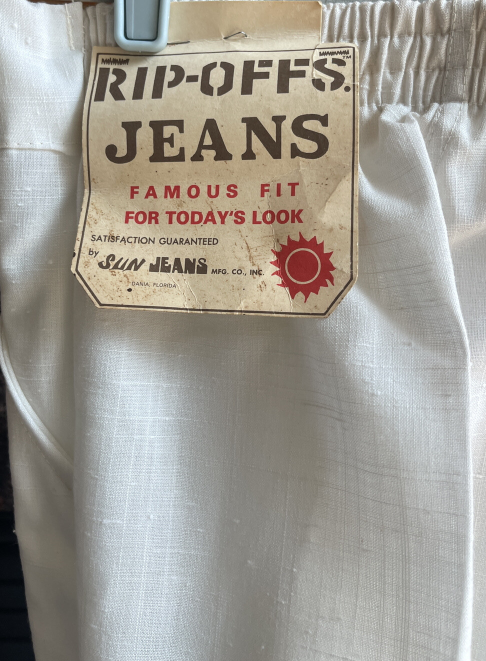 Vintage NEW 1970s Bell Bottom Sun Jeans Retro Unisex Sz 9 10 32×32 White Flare