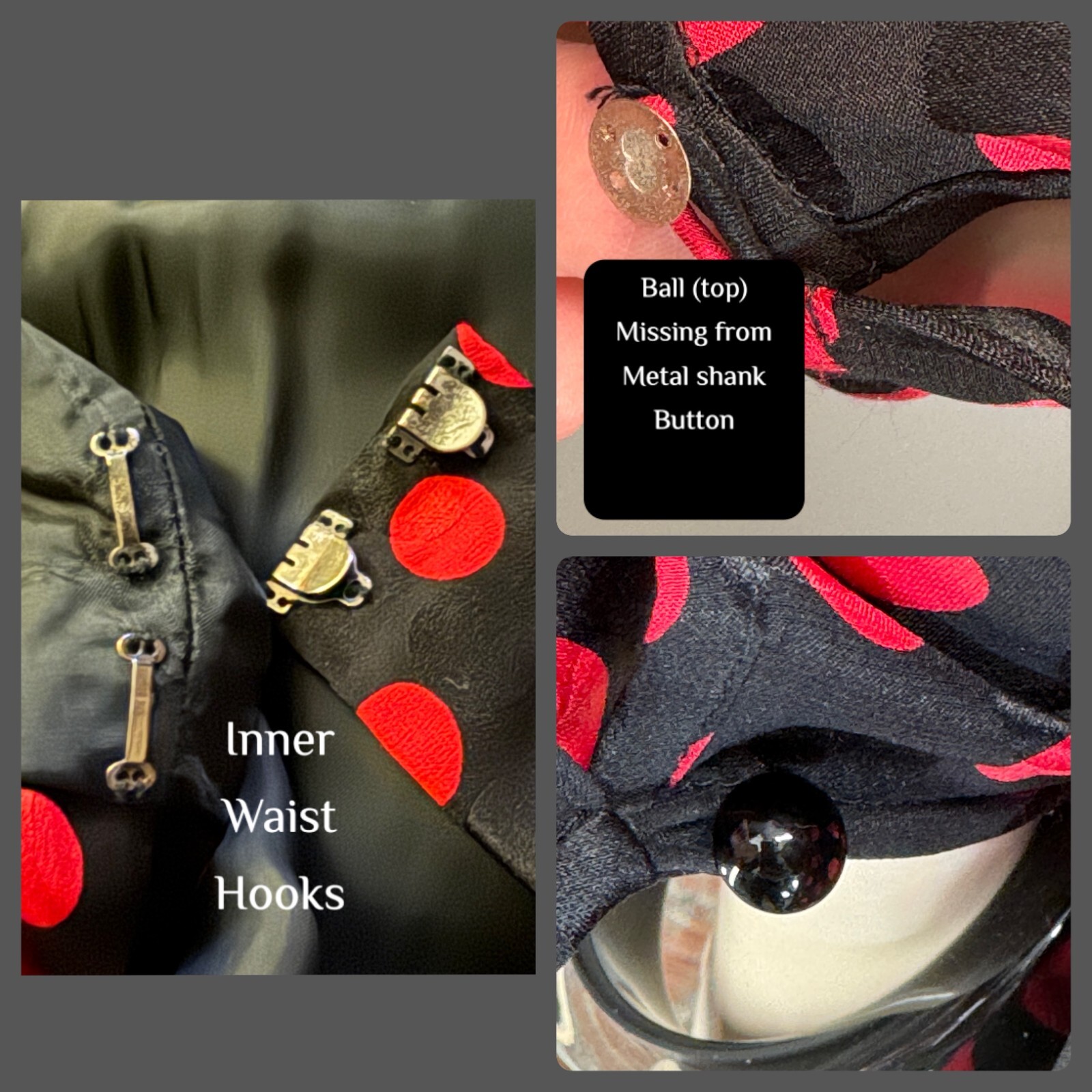 80s Silk Designer Wrap Shirt Dress Albert Nipon Polka Dot Red Black 200+ sweep!!