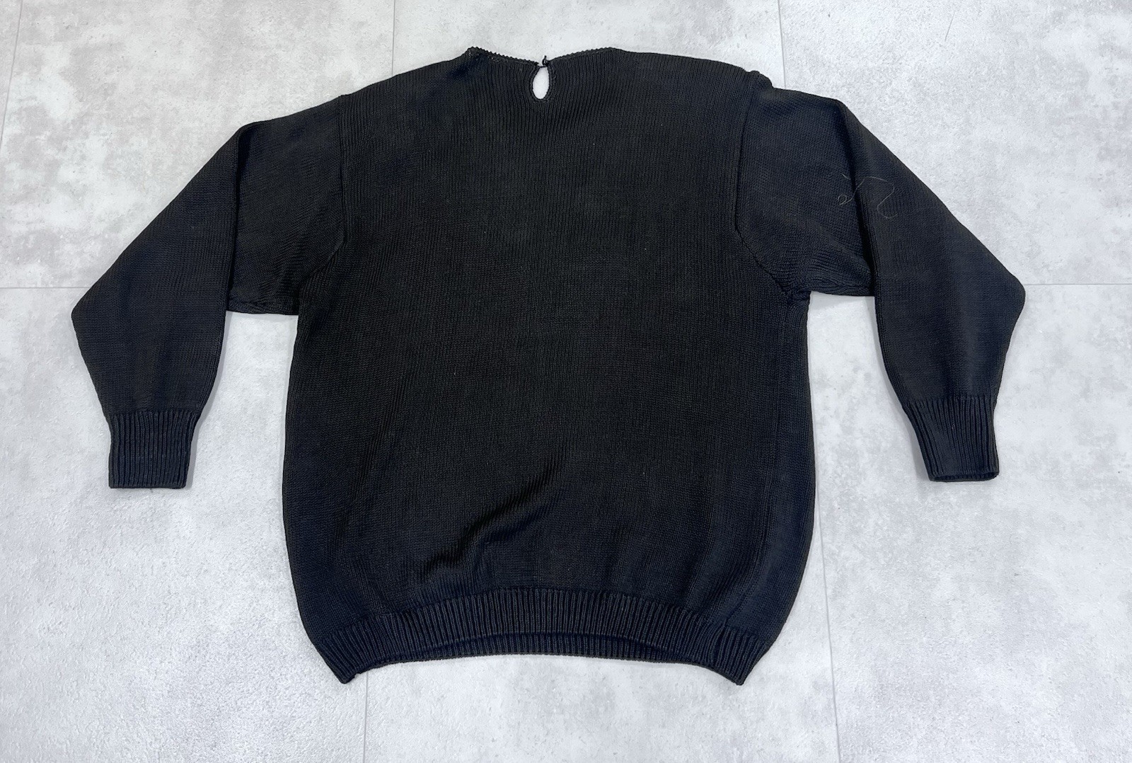 VTG 80s Victoria Harbour Black Embroidered Rhinestone Flowers Sweater Sz L