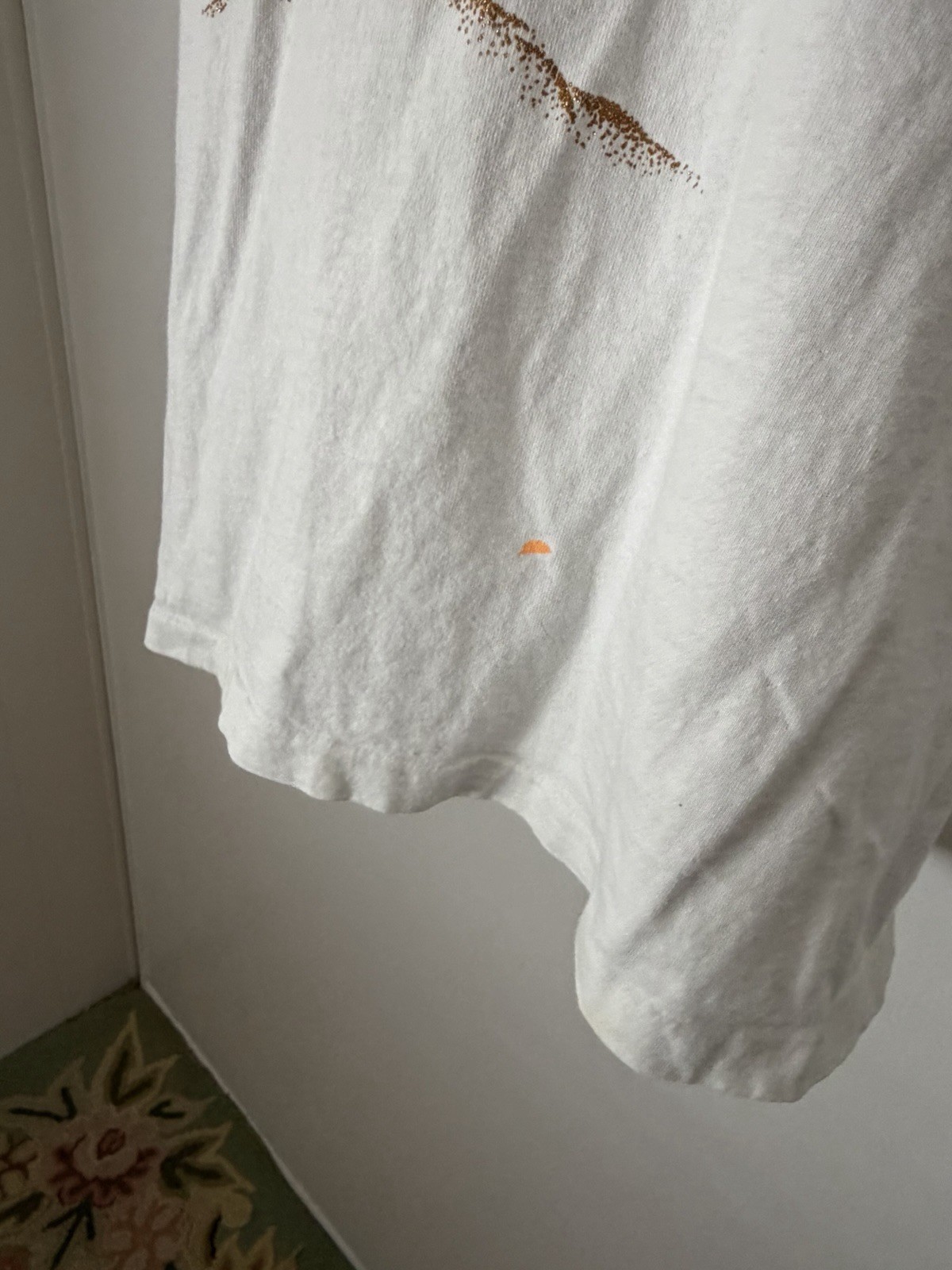 Diamond Dust Fish Gold Glitter Colorful Graphic White Tee 80s 90s SingleStitch M