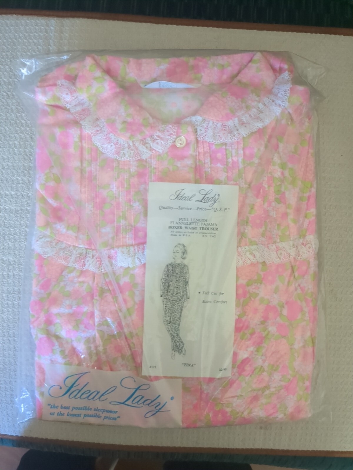 Vtg Ideal Lady 2pc Pajama Set Size 34