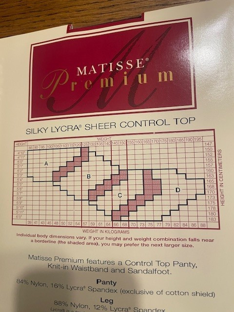 Lot of 2 Vintage Matisse Premium & Ultra Sheer Pantyhose – Navy – Size B – New