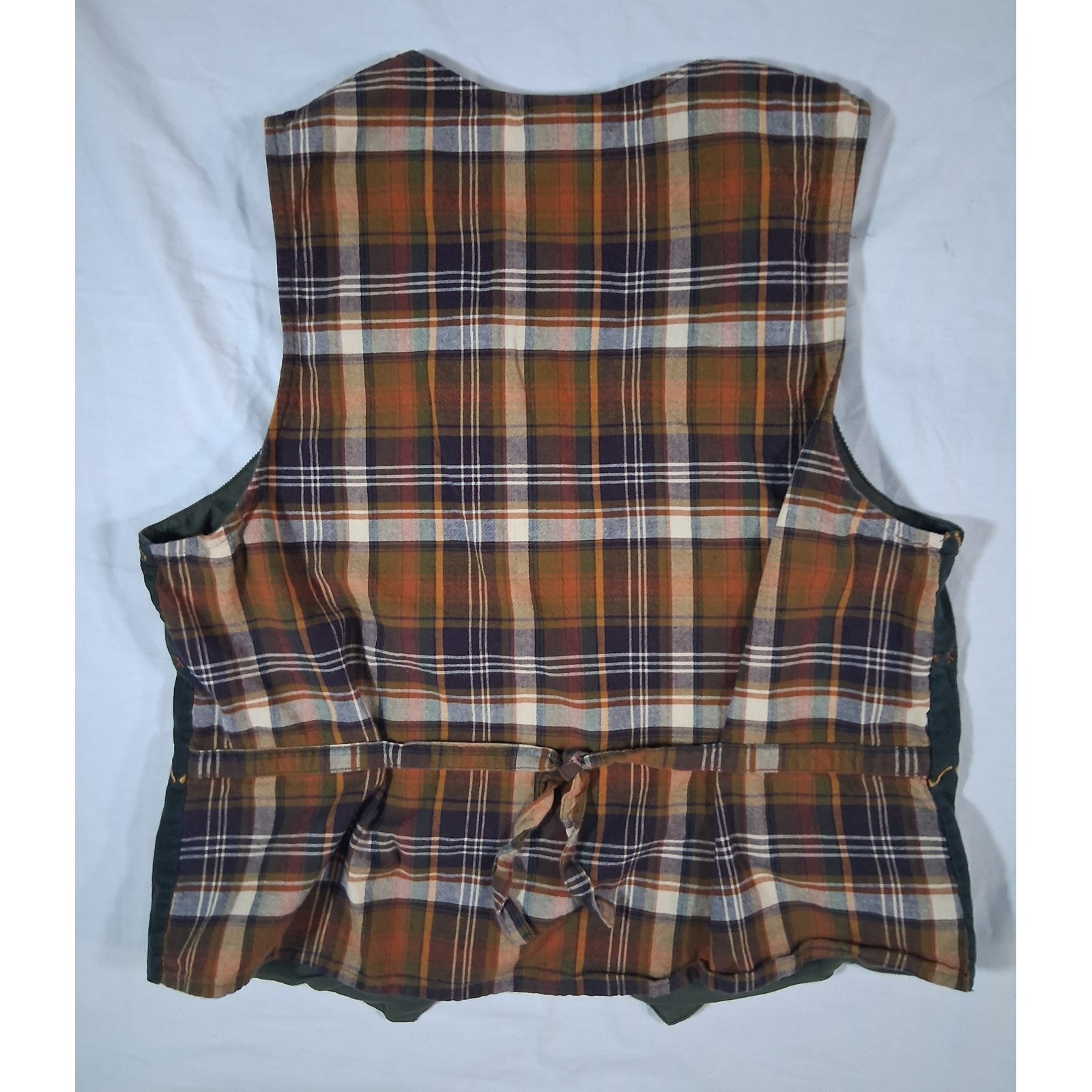 Casey & Max Vintage 90s Green Corduroy Plaid Embroidered Fall Vest Womens Medium