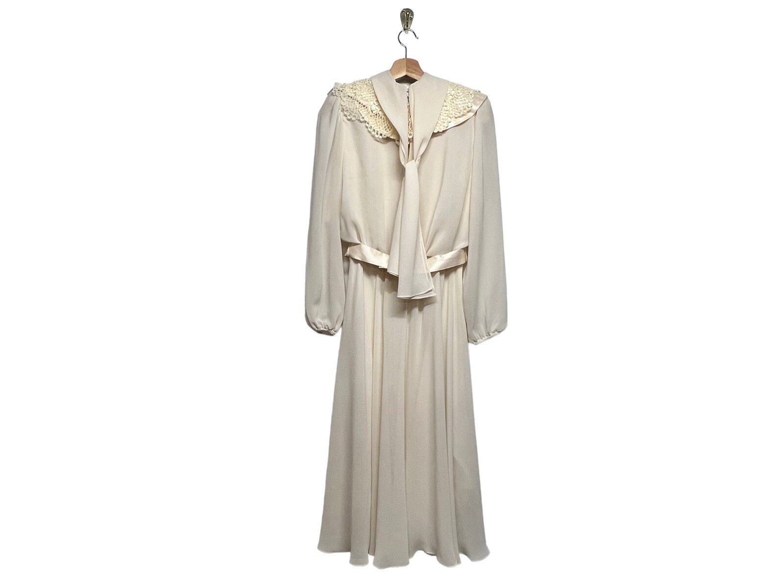 VINTAGE 1970s URSULA OF SWITZERLAND Cream Belted Midi Dress
