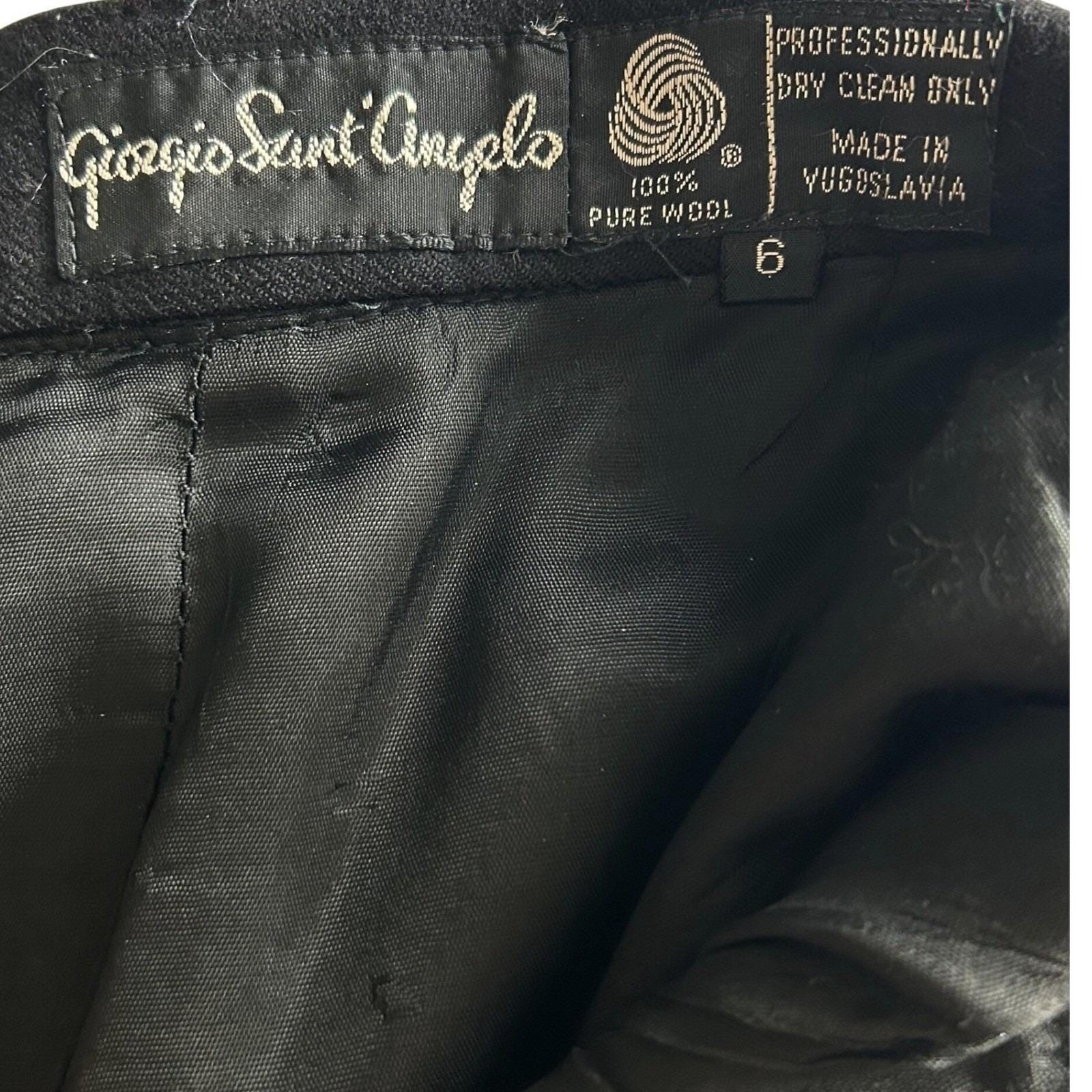 Giorgio Sant Angelo Wool Trousers Womens 6 Black Pleated High Waist Vintage 90s