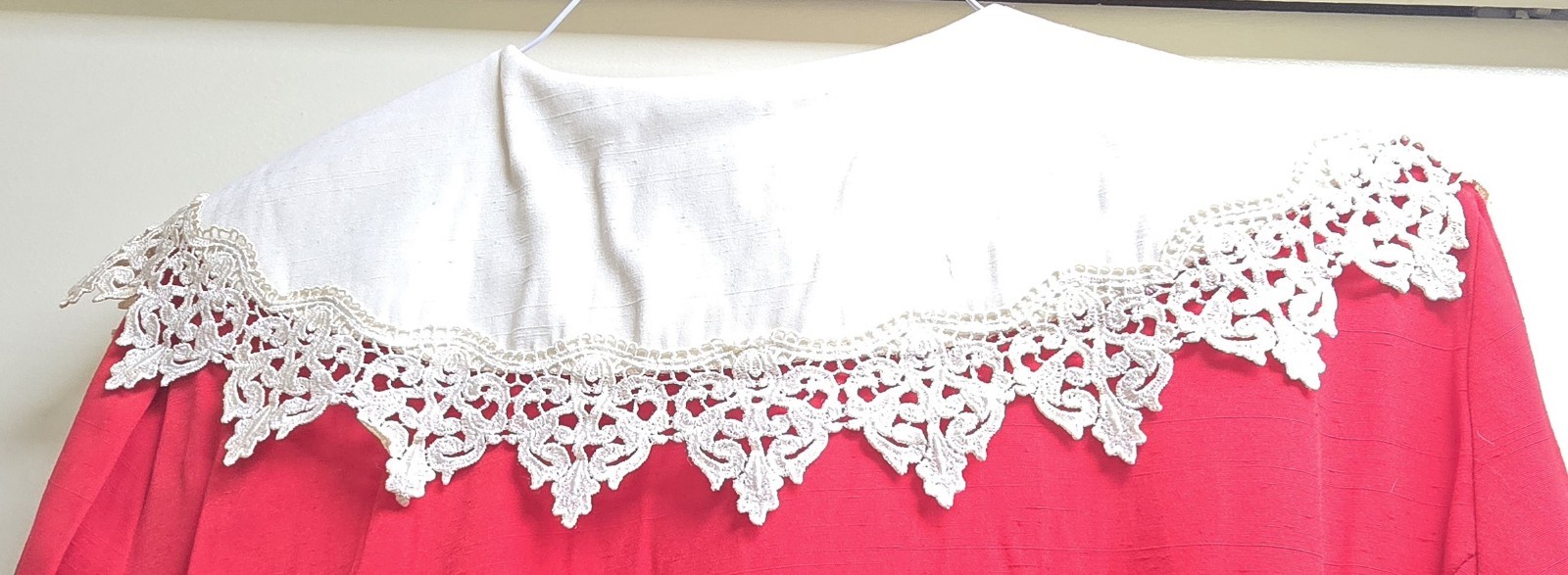 Vintage CHEL’SEA II Red Dress White Collar Woman 24P Made In USA