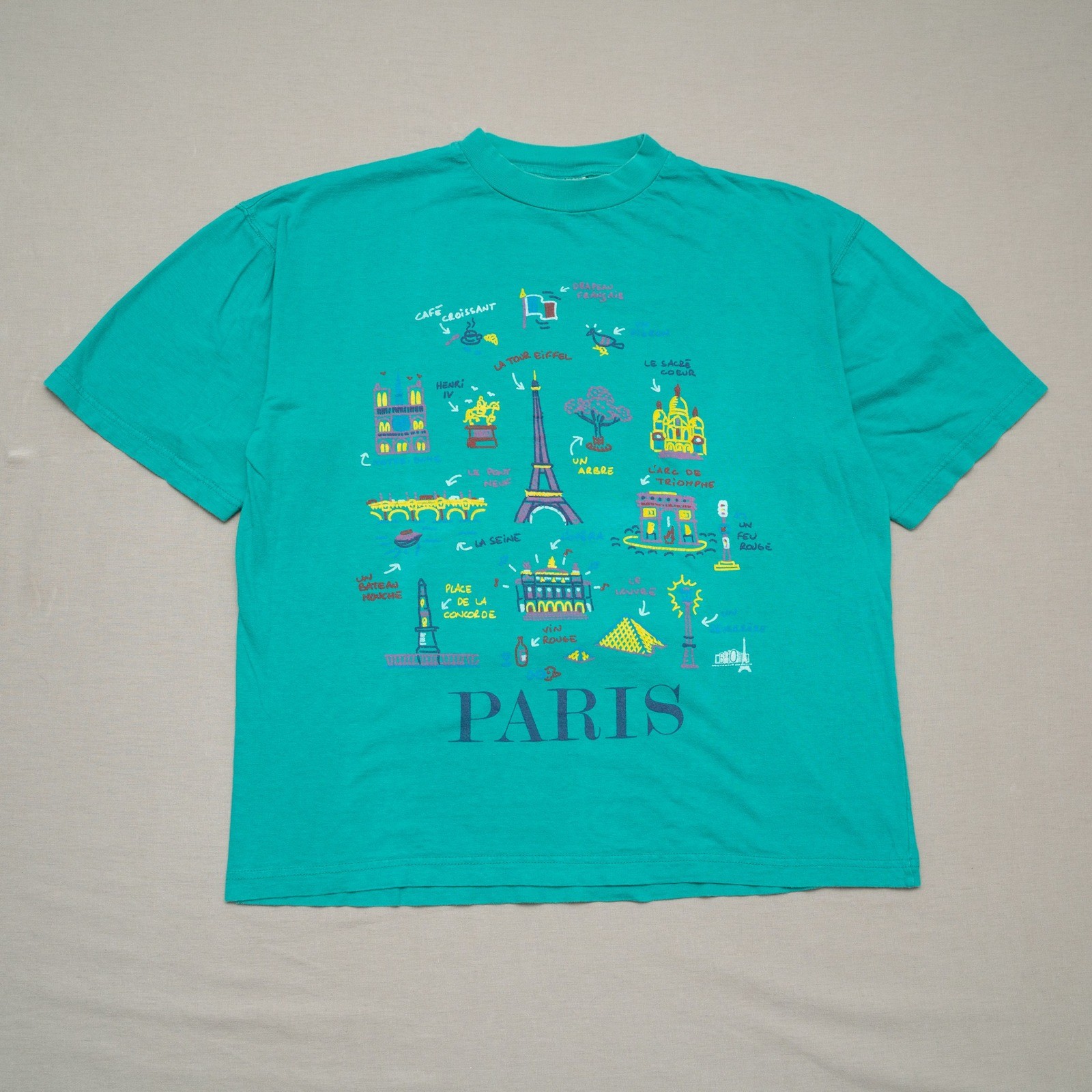 Vintage 80s 90s Paris France Souvenir Shirt BHO Cotton Adult M T Shirt