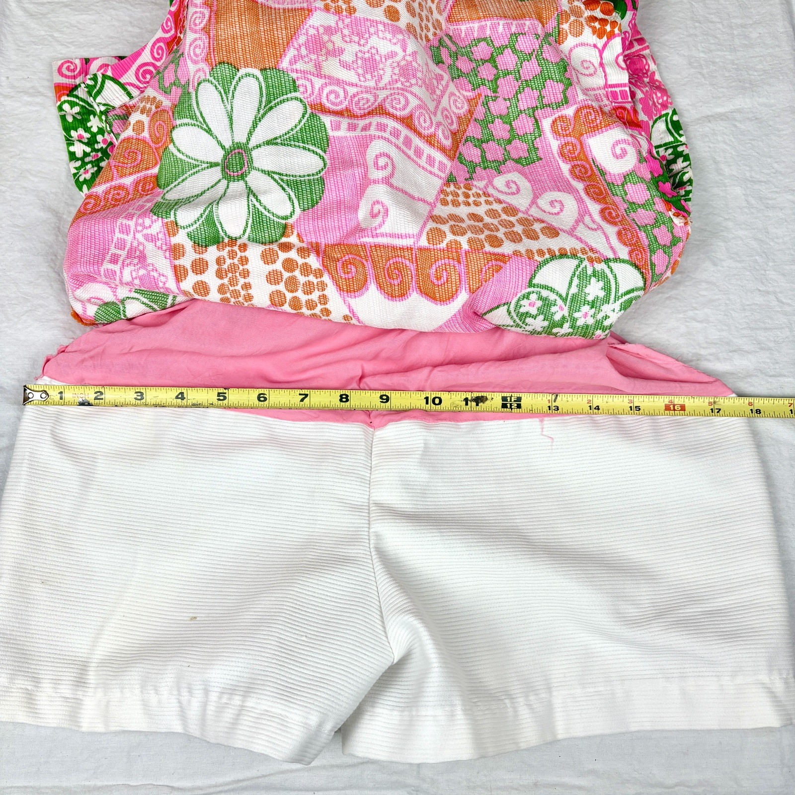 Vintage 60s Handmade Shift Dress Skort Floral Psychedelic Groovy Retro Hippie