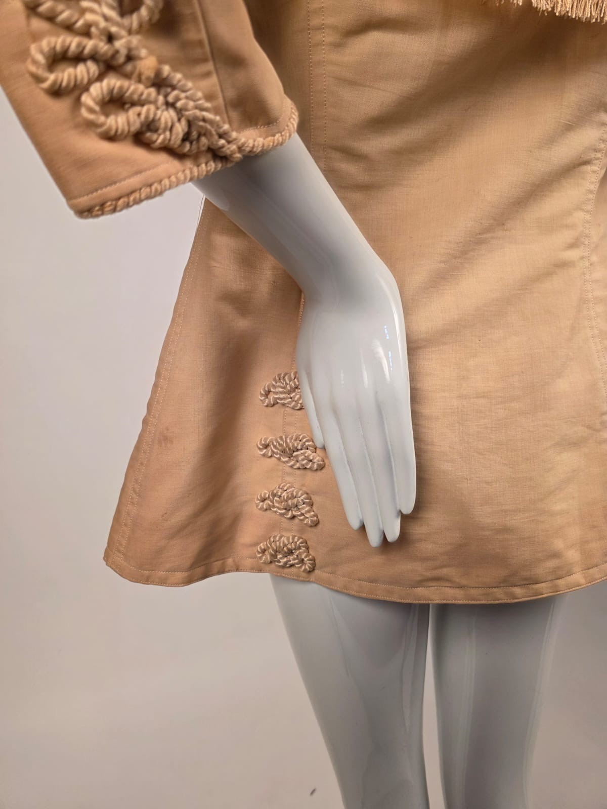 EDWARDIAN BLONDE BENGALINE JACKET W SILK FRINGE TRIM – AS ACQUIRED