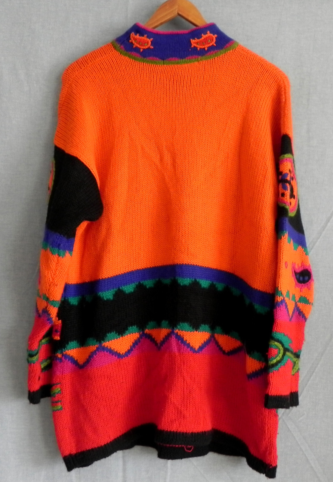 Vtg The Limited Sweater Wool Blend Tunic Vibrant Multi-Color Embroidery Size M/L