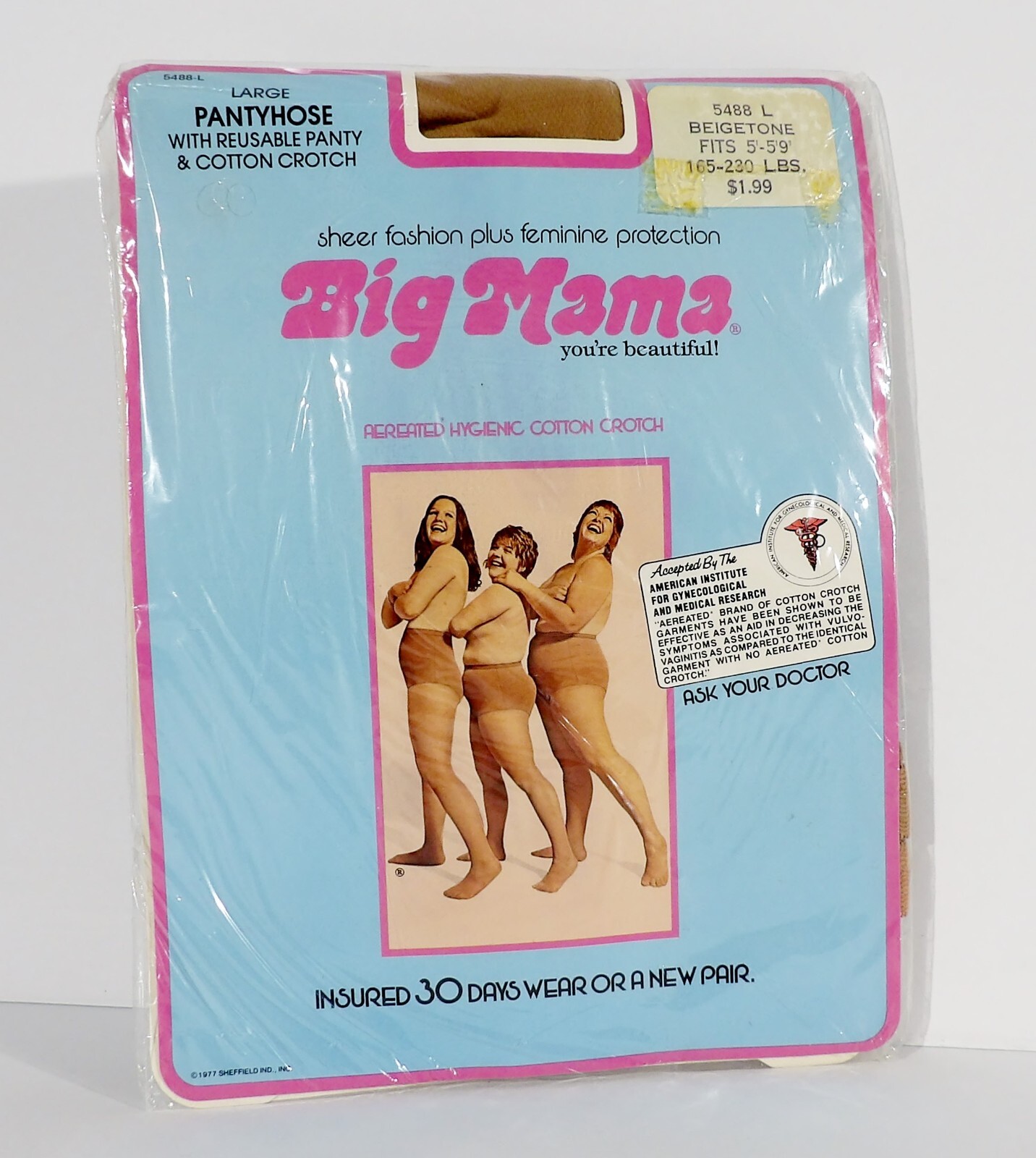 Vintage 1977 BIG MAMA PANTYHOSE Beigetone Reusable Panties Large