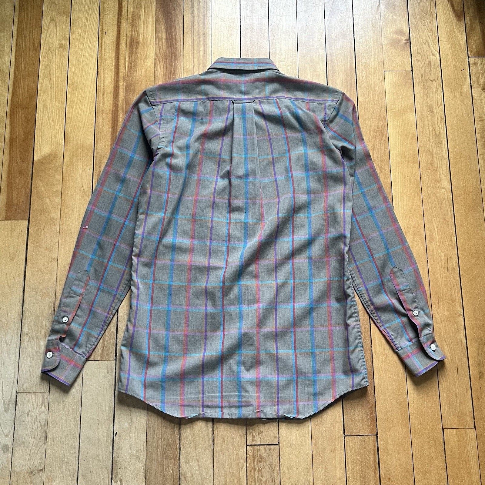 Vintage 70s Multicolor Plaid Brown Button up Shirt with Collar Women Sz – Small