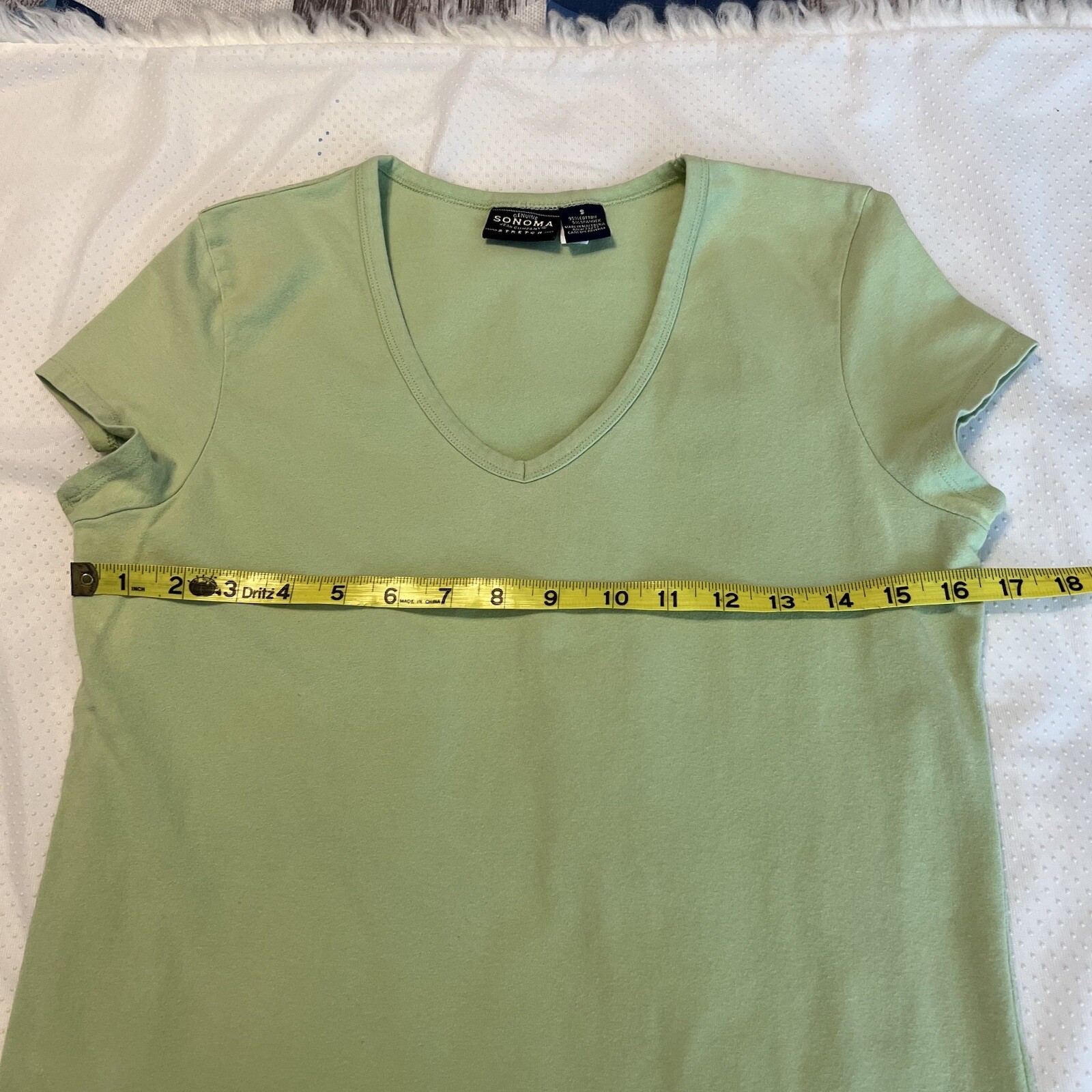 Vintage 90s Y2K Sonoma Stretch V Neck Short Sleeve T Shirt Women’s Small Green