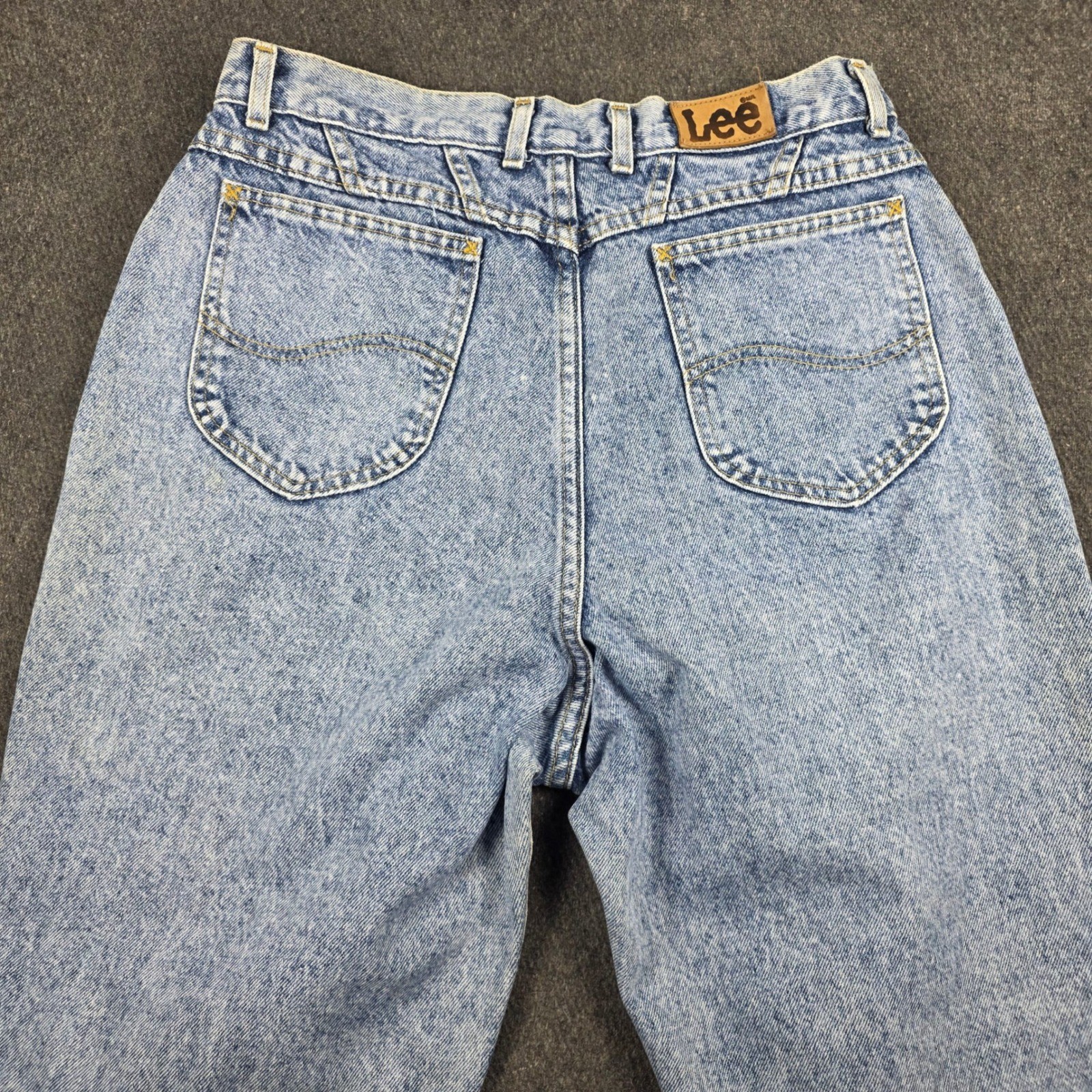 VTG Lee Riders Jeans Women 16 Med Light Blue High Waisted Tapered Made in USA
