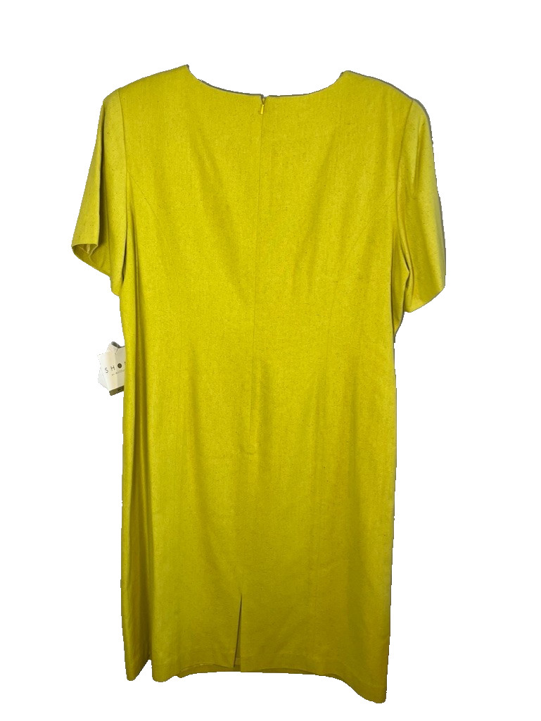 Vintage Silk Shift Embroidery Dress Yellow 20 Boho Indie Folk Classic Preppy 80s