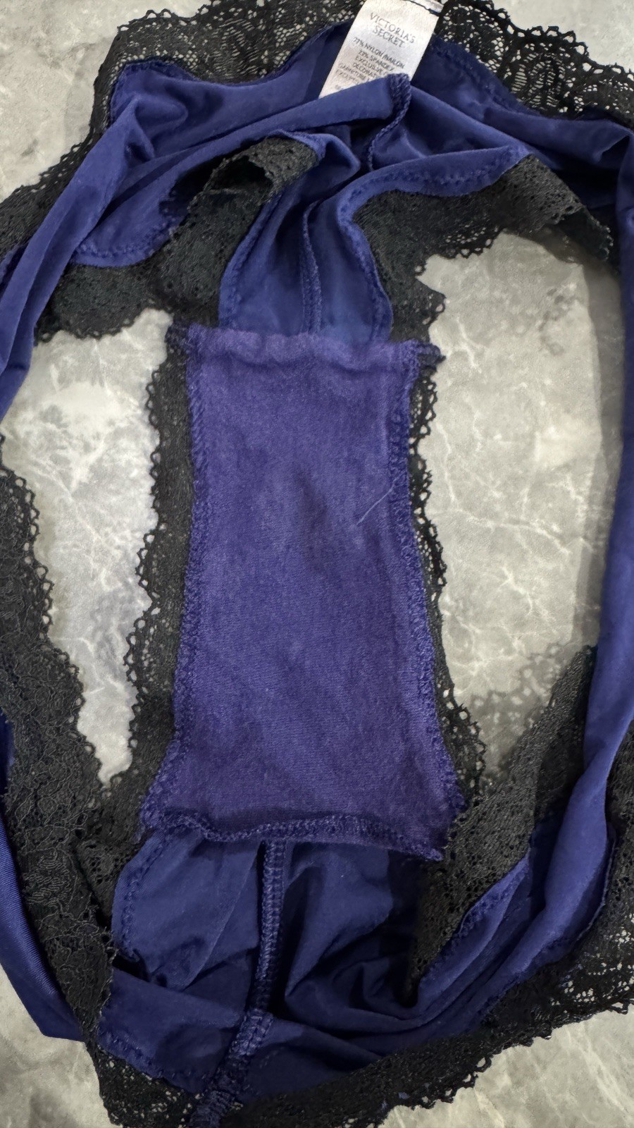 2011 Vintage Victoria Secret Blue Second Skin Liquid Silk Cheeky Panties Sz M