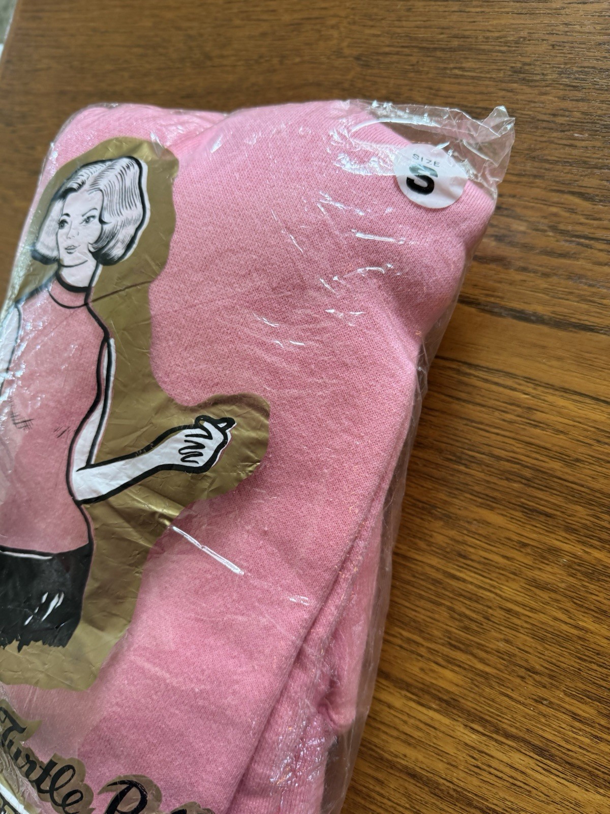 Vintage Mock Turtleneck Pullover Nylon Small Pink 1960s Mod Hippie New In Bag