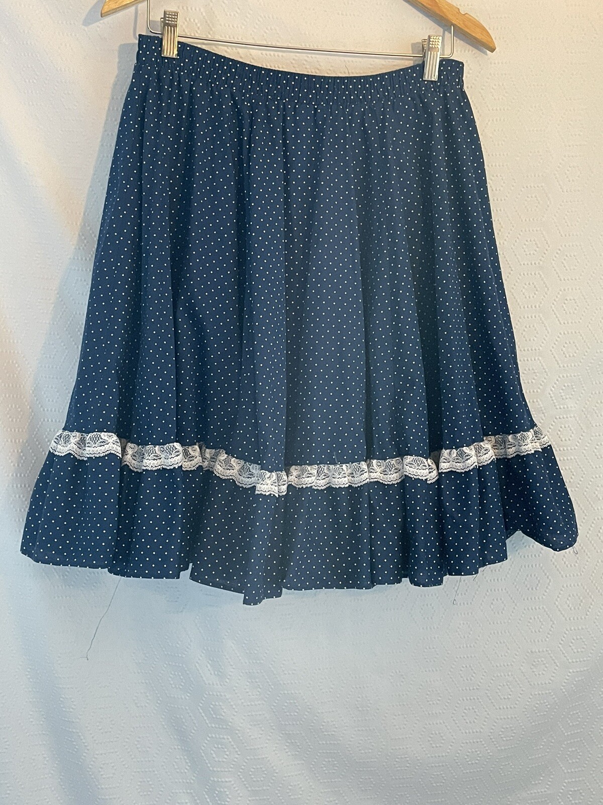 VTG PARTNERS PLEASE Malco Modes Square Dance Circle Skirt Blue Polka Dot M