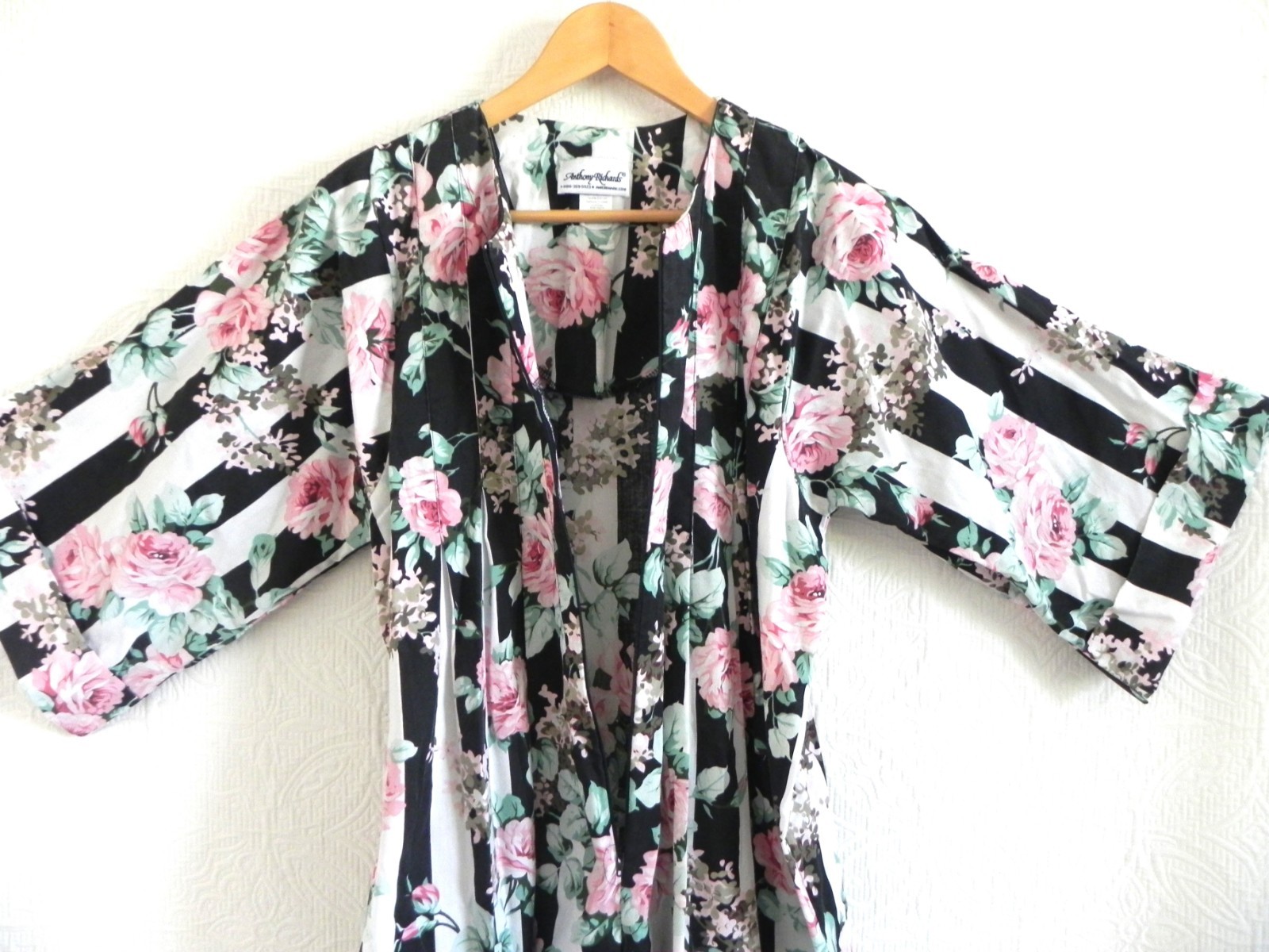 Anthony Richards House Coat/Dress/Coverup 1/2 Zip 3/4 Sleeve Relaxed Size T/S