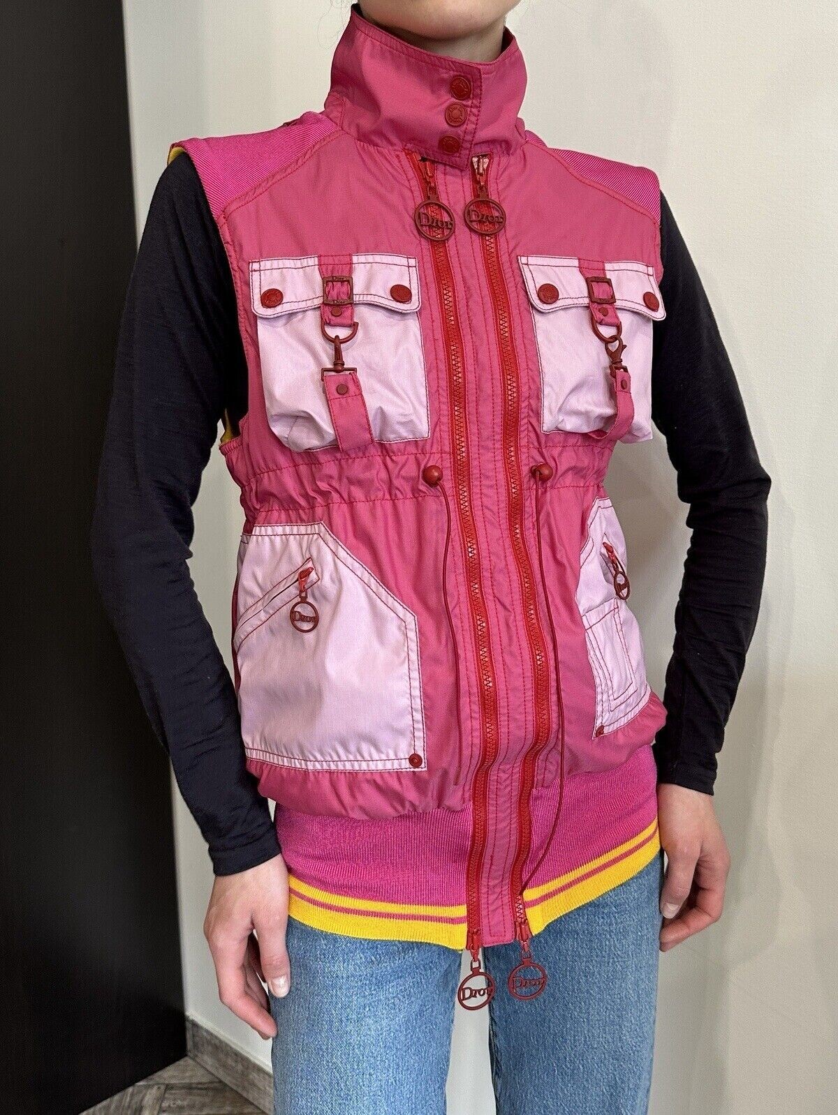 DDP Vintage Christian Dior Boutique Y2K Parachute Women Zip Vest Archive sz US8