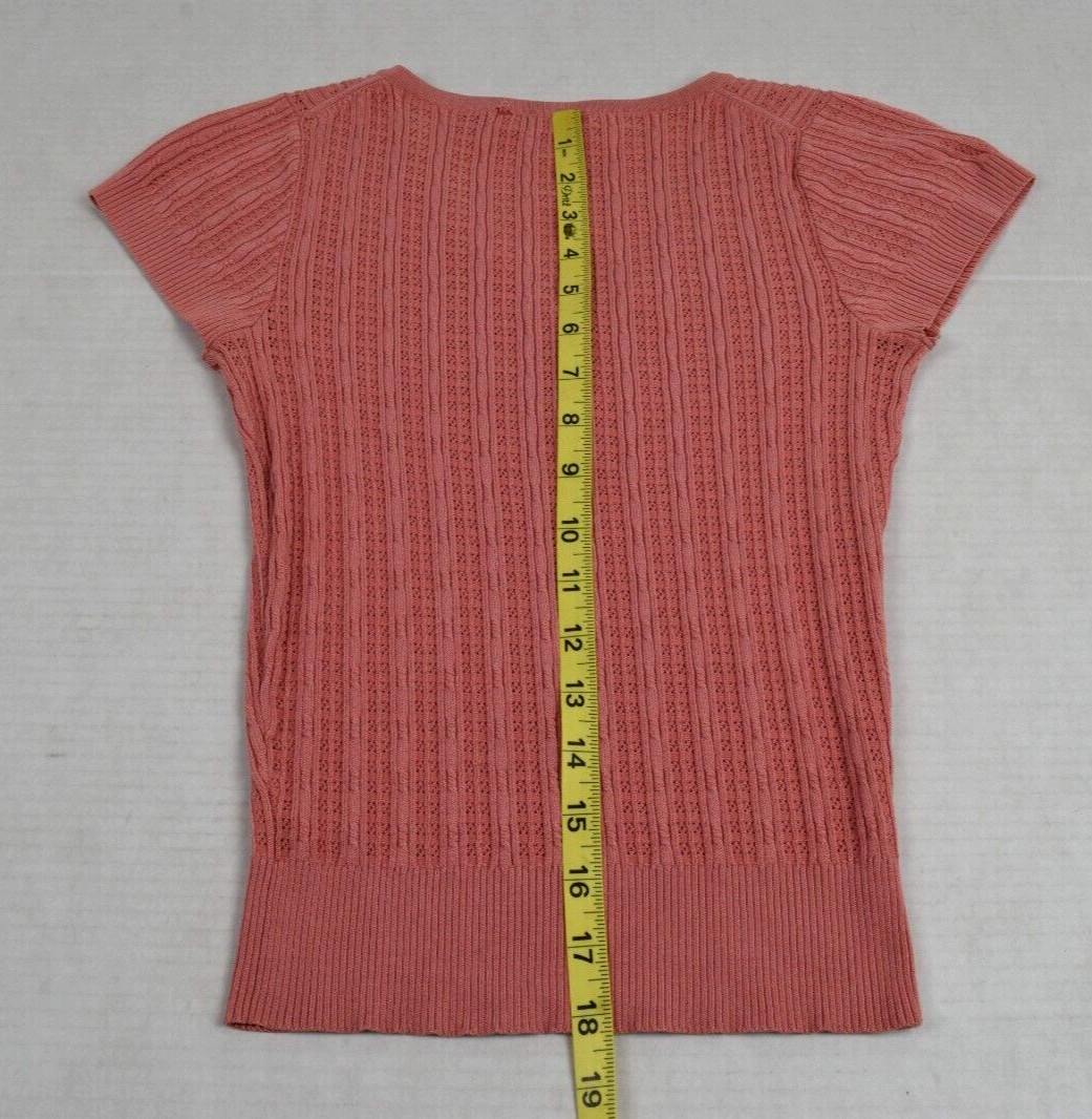 Vintage Knit Top Liz Size XS 90s Salmon Pink Silk Rayon Textured Henley Fitted