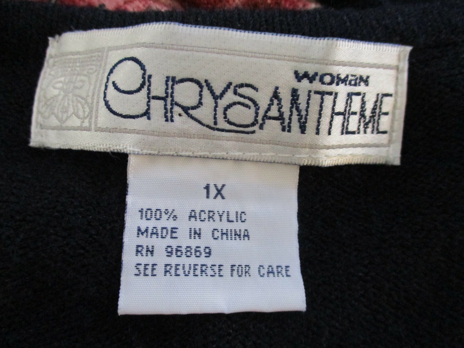 Vintage Chrysantheme Sweater Plus Size 1X Floral Print Drop Shoulder Tunic