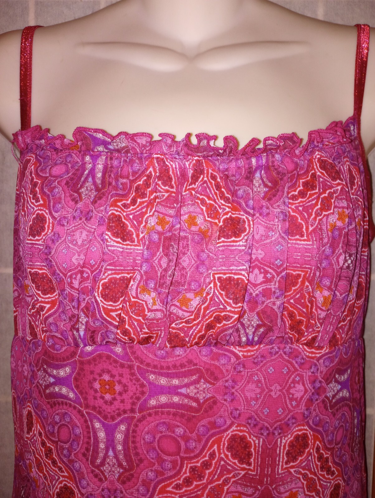Vintage Byer Too! California Y2K 90s Sz Med Red Paisly Slip Dress Juniors Ladies