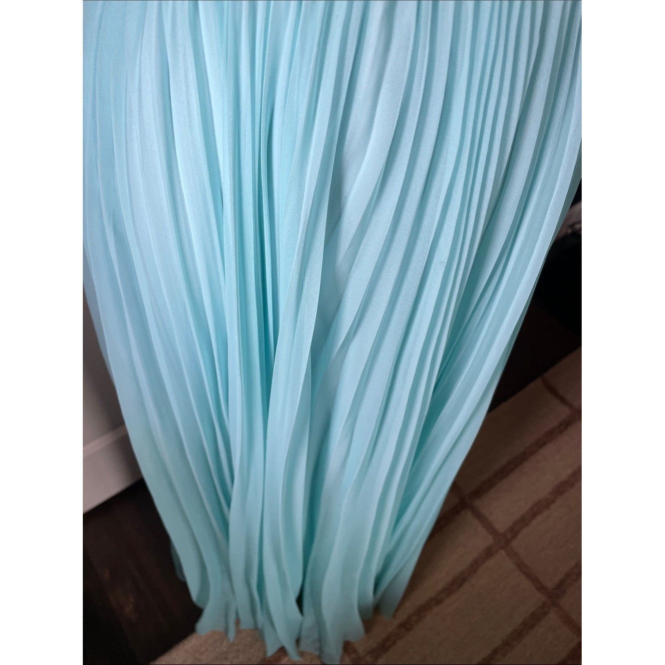 EUC Vintage 60s 70s Mike Benet Aqua Sequin Chiffon Sleeveless Maxi Dress Size 00