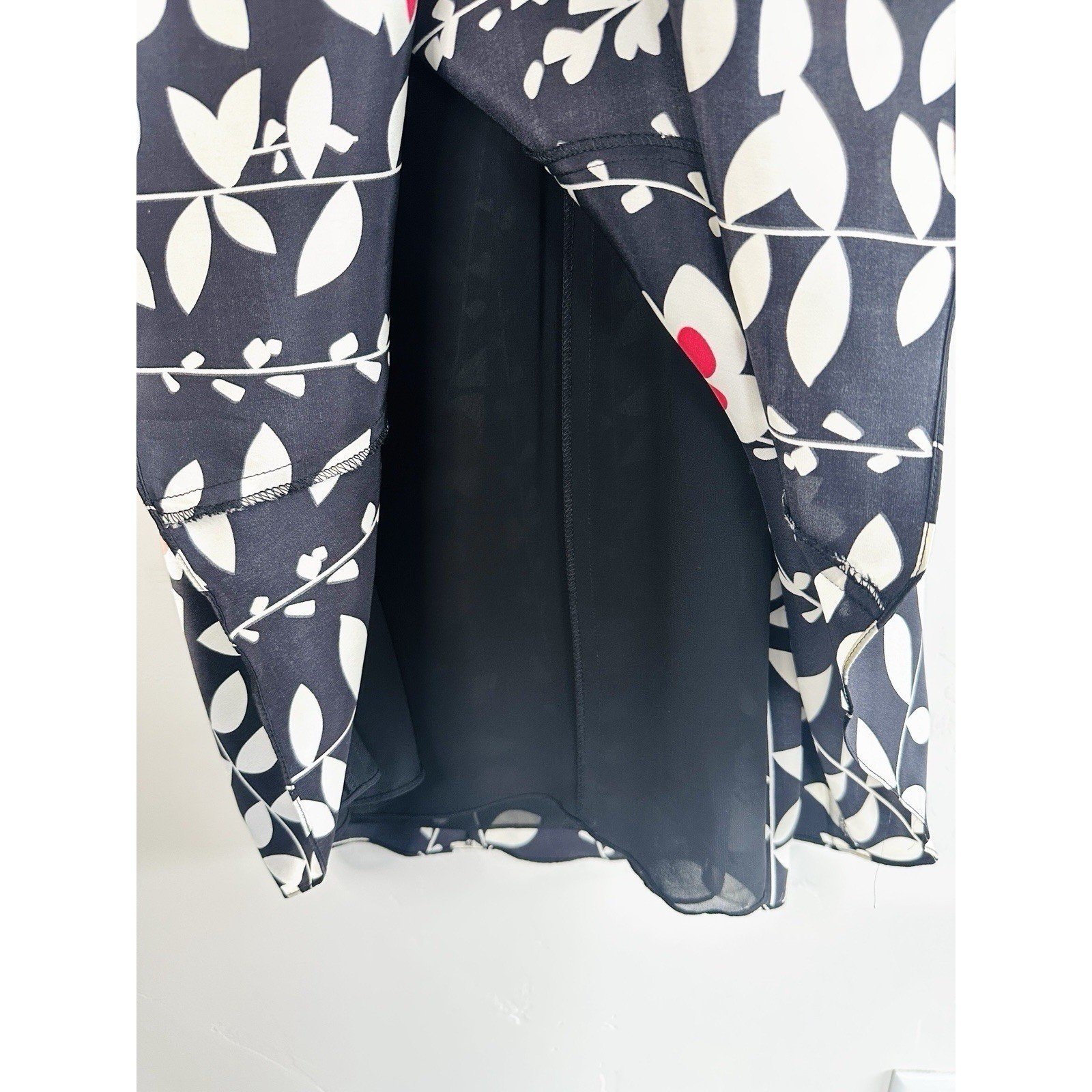 VTG Talbots 100% Pure Silk Floral Midi Skirt Size 6 Black Pink White Botanical
