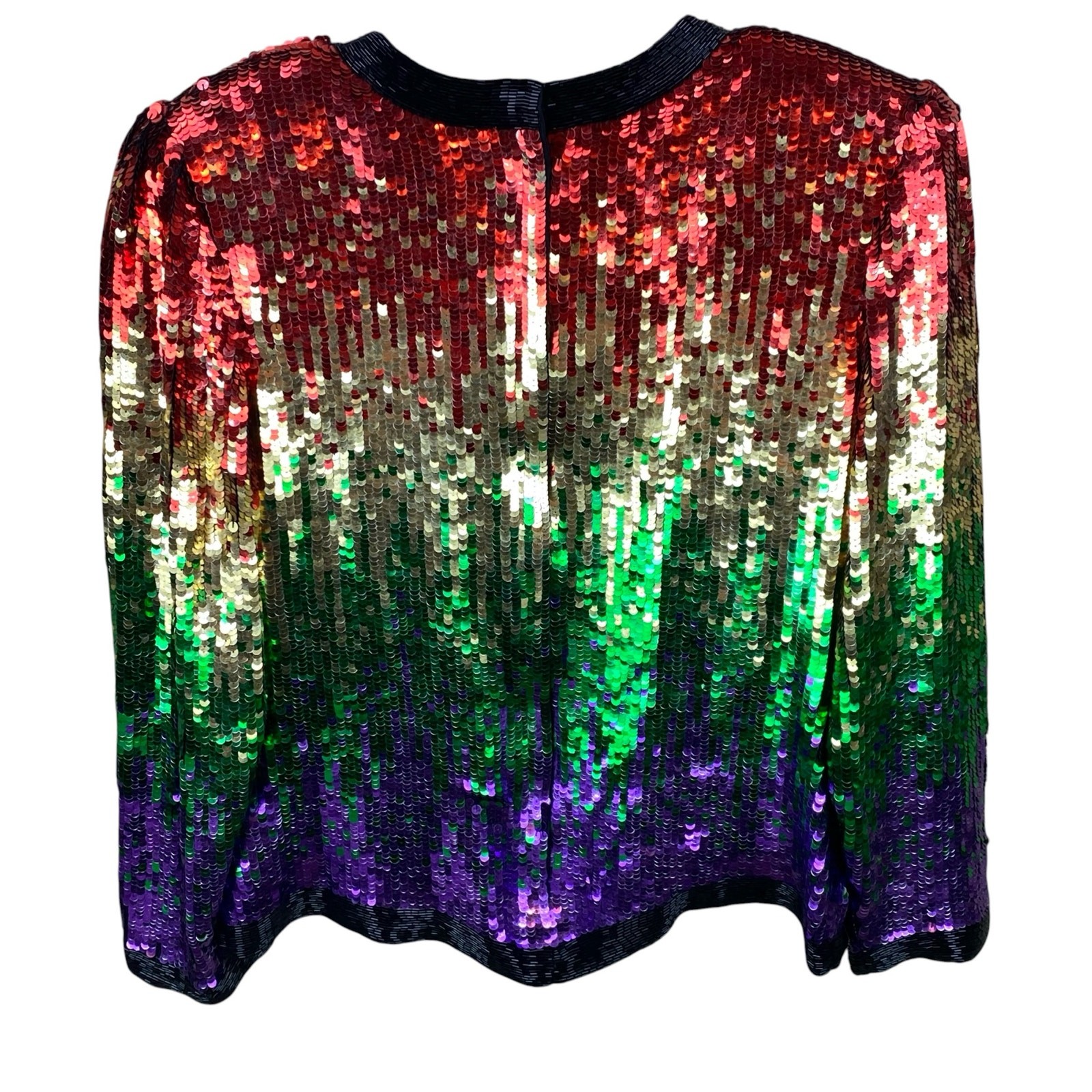 Vintage Rainbow Sequin Top And Skirt Set Size M Colorful Festive Party
