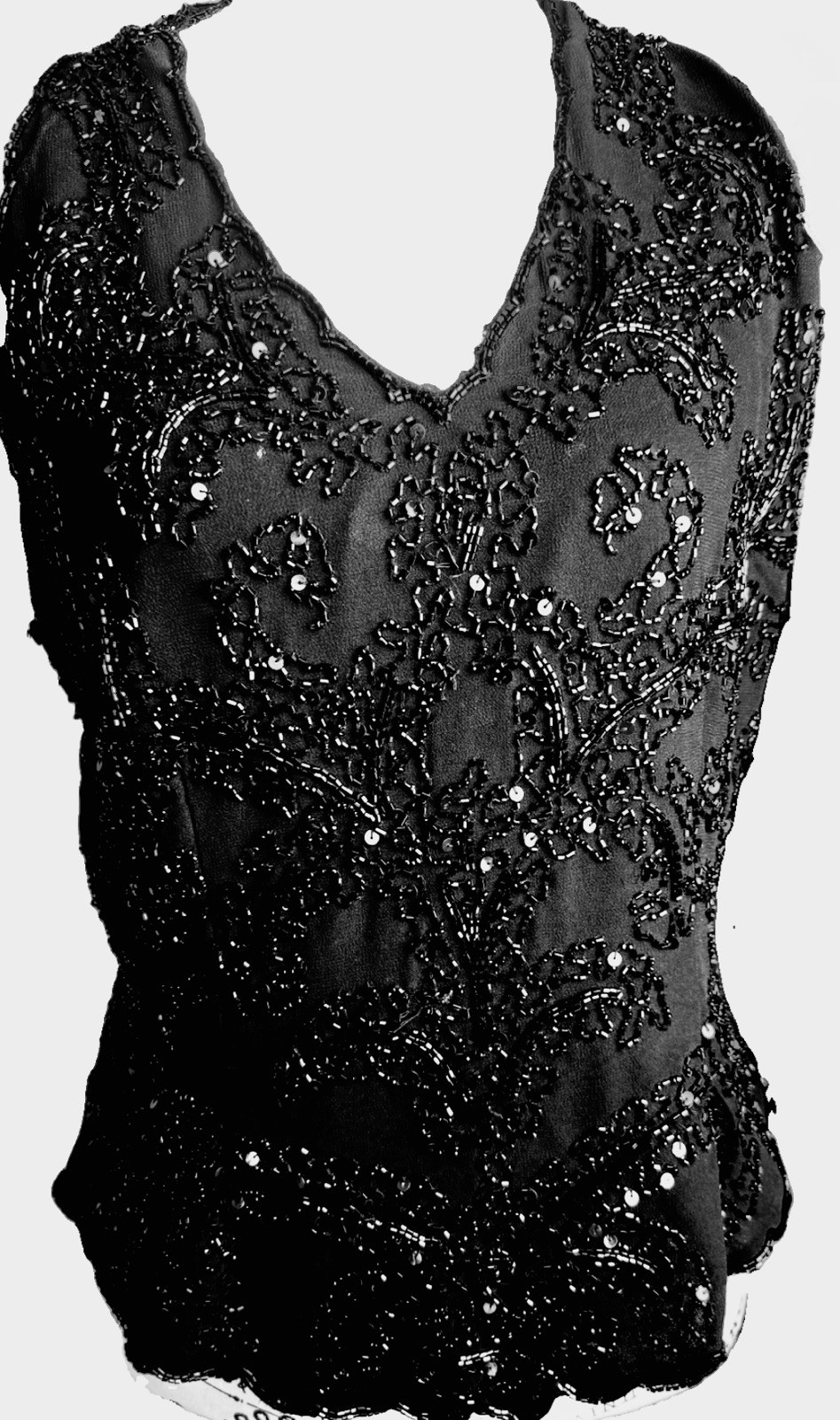 Vintage Elegant Black Beaded Firmal top, great condition Beading And Sequences.