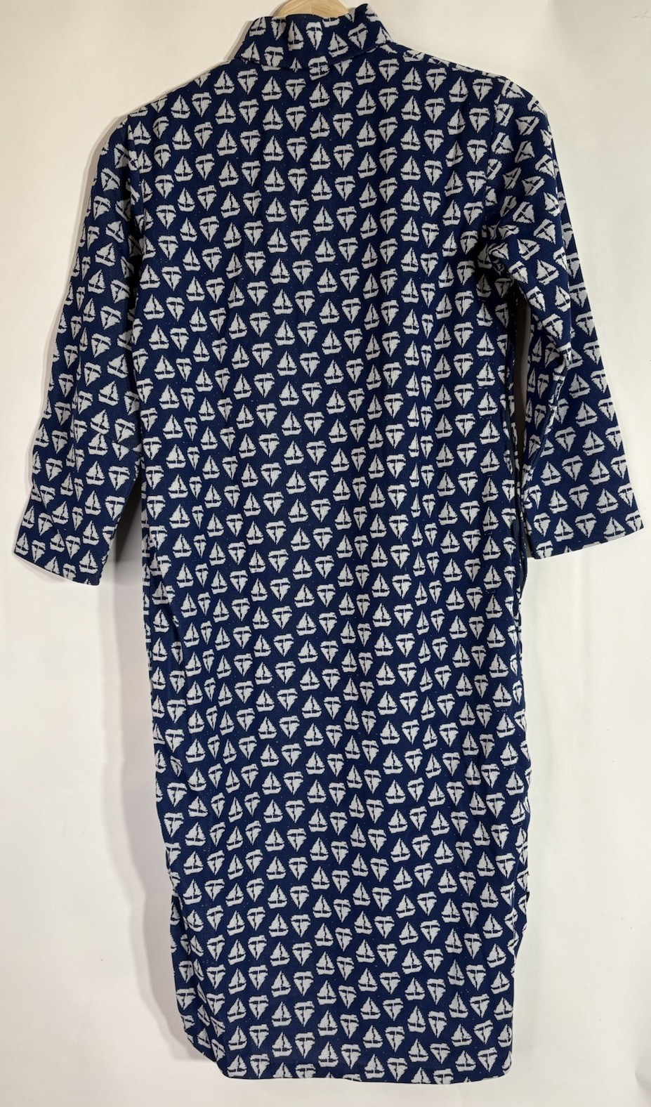 Vintage 70s Handmade Double Knit Polyester Nautical Print Dress Women’s Small