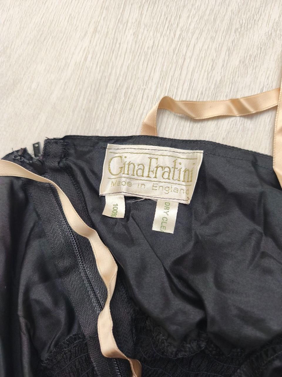 Vintage Gina Fratini 1970s Black Silk Maxi Dress Open Back Romantic England Rare