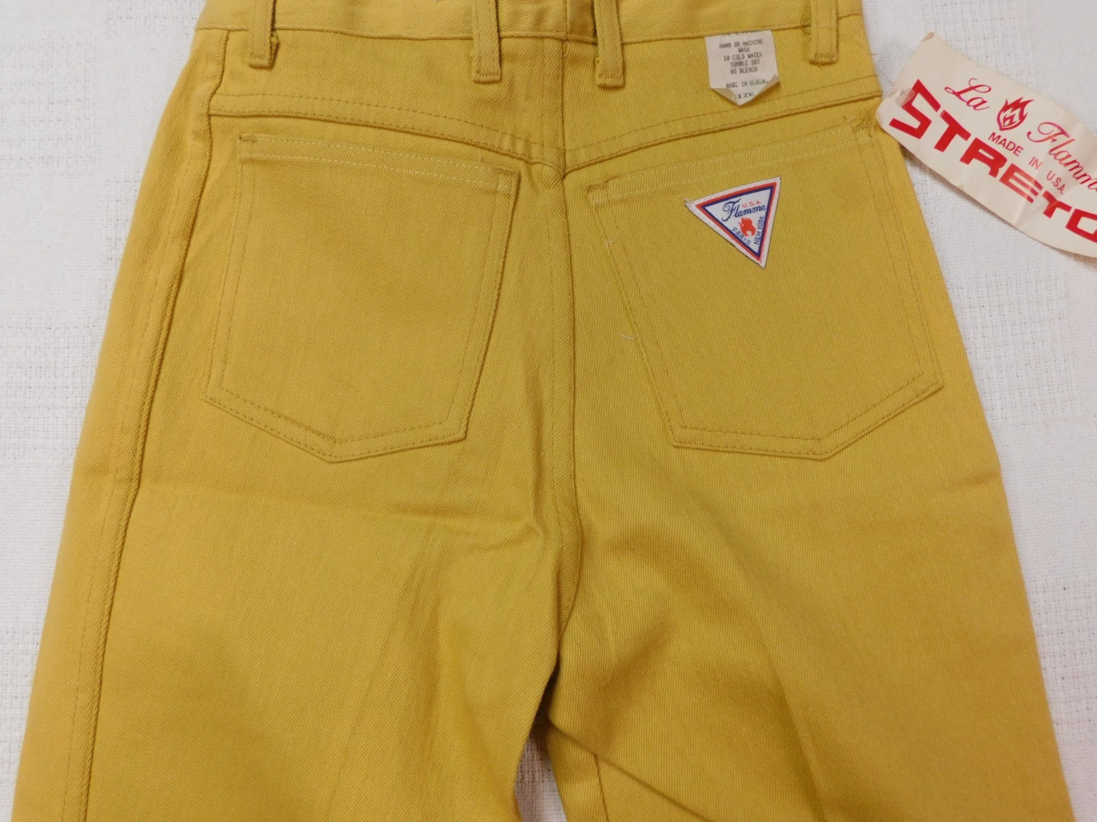 Vtg La Flamme Paris New York High Waist Jeans Womens 5 Yellow Deadstock 70s-80s