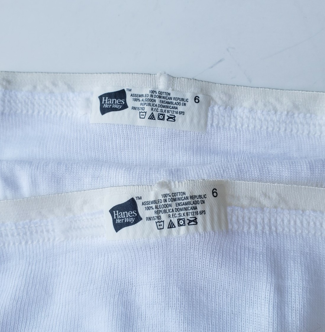 Vintage Hanes Her Way Cotton Hi-Cut Seamless Bikini Panties Size Medium 6 White