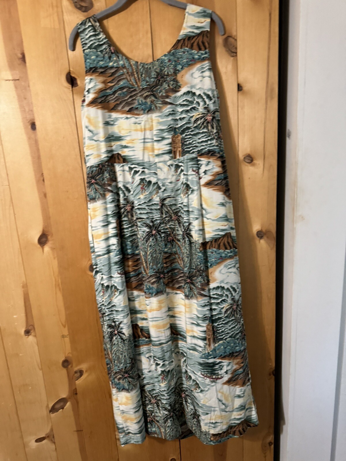 Womens Pineapple Juice Hawaiian MuumuuMidi (2 Flaws) SMALL BUST 18 Across