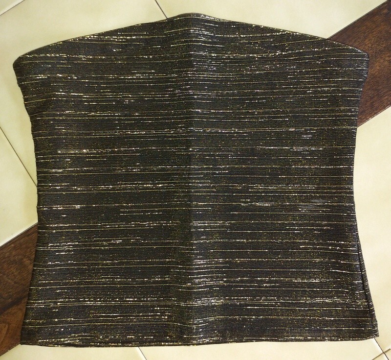 Vintage CHERYL CREATIONS Metallic Gold/Black Cropped Tube Top (M)