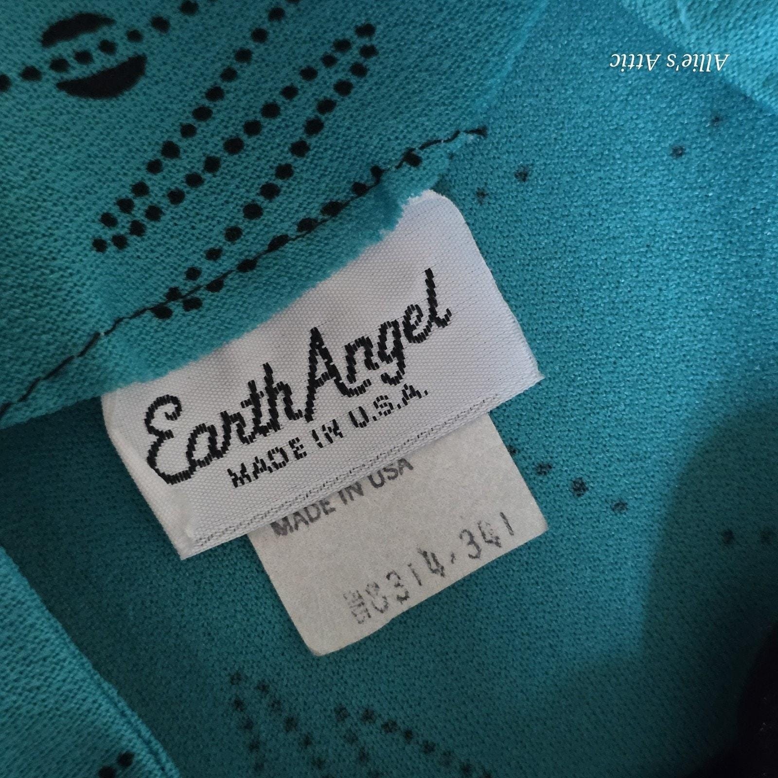 80s Teal Blue Black Geometric Vtg Drop Waist Party Dress Earth Angel Plus Size*