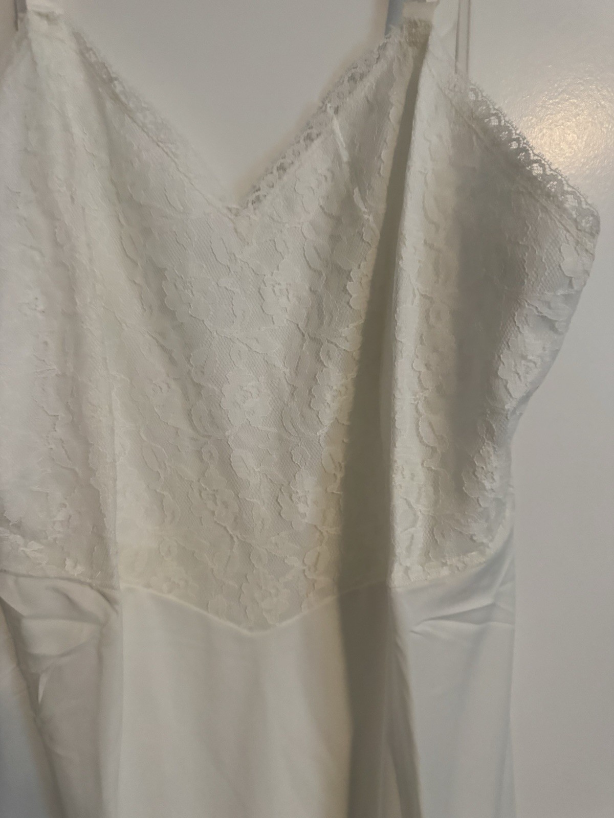 Vintage Du Pont Acele Size 36 Regular White Short Proportioned Slip Lace USA
