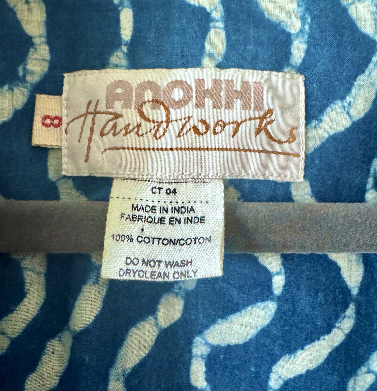 Vintage Anokhi Indian Hand Block Printed Indigo Cotton Kimono Cardigan Jacket