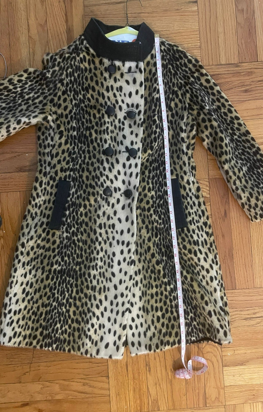 RARE Vintage 1960s Faux Leopard Swing Coat Safari Pinup Rockabilly La France M
